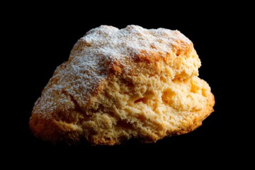 Delicious Freshly Baked Scone on Black Background