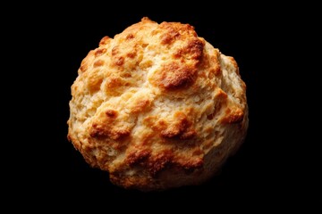 Freshly Baked Golden Brown Biscuit on Black Background