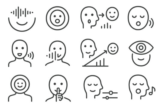Tone waveform vector icons smile icon voice badge dynamics graph vocal singing