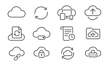 Fototapeta premium Folder data cloud status icons symbol arrows sync file vector recovery icon