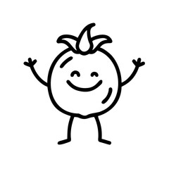 Tomato Mascot. Friendly food character for kids&rsquo; nutrition guides and cafe branding