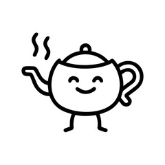 Tea Pot Mascot. Warm beverage character for cozy branding and hospitality kits