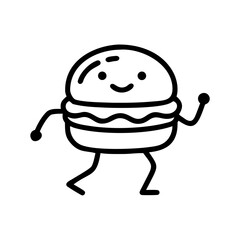 Burger Mascot. Playful doodle fast food character illustration