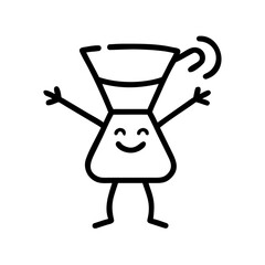 Chemex Coffee Mascot. Cute doodle character with happy face