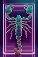 3D Scorpion Model with Neon Framework and Glow