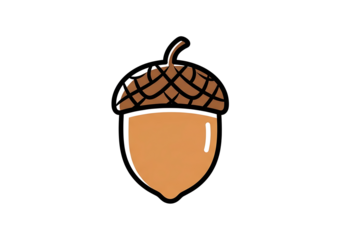 Simple illustration of an acorn against a black background.