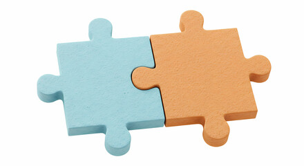 Fototapeta premium Two Interlocking Puzzle Pieces: Collaboration, Solution, and Teamwork Concept