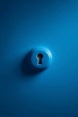 Blue Keyhole on Bright Surface with Soft Shadows