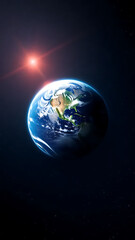 Stunning Earth View From Space With Glowing Atmosphere and a Distant Star in a Black Starry Void