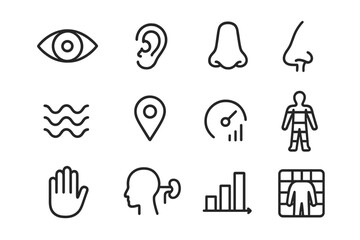 Icons threshold basic smell path sight icon senses receiver hand node vector