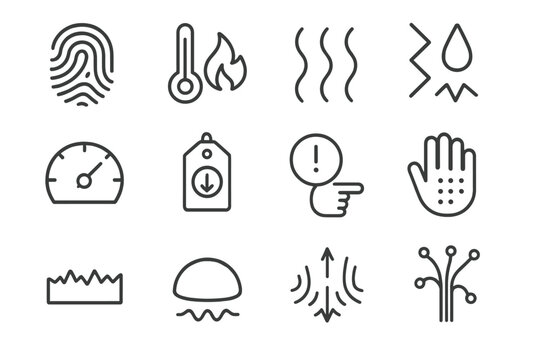 Vector roughness pulse icons tag sensitivity perception friction tactile icon zone texture