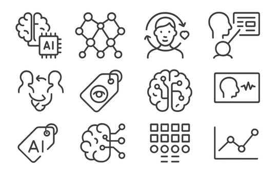 Personalized tag chart icons adaptive behavior mental icon neurointegration vector learning ai