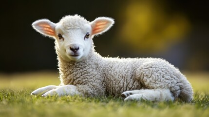 Obraz premium Tender Affection: A Shepherd Embracing a Lamb, Showcasing Warmth and Fleece Amidst Easter Joy