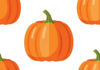 A vibrant pattern of stylized pumpkins in rich orange against a dark background.