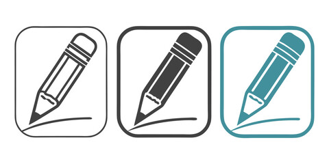 Three pencil icons for writing drawing and editing representing creativity and communication tools white background