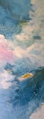Abstract Blue Sky Art with Textured Cloud Design
