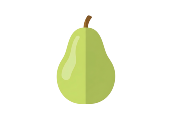 A vibrant, light green pear is depicted against a striking black background.