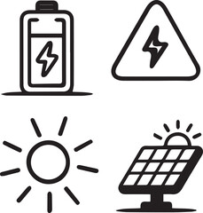 Stylized solar panel and sun graphic element for renewable energy concepts