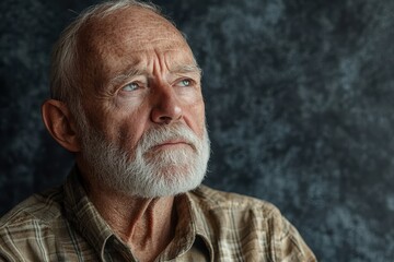 Melancholic Elderly Man. Close-Up Portrait of a Serious Senior Reflecting on Life's Challenges