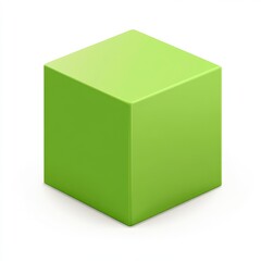 Fototapeta premium Vivid Green Cube. Basic 3D Geometric Shape Isolated on White for Educational Use