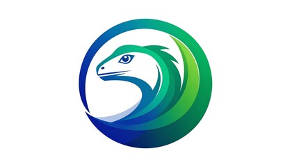 Lizard head logo in circle, vibrant color gradient