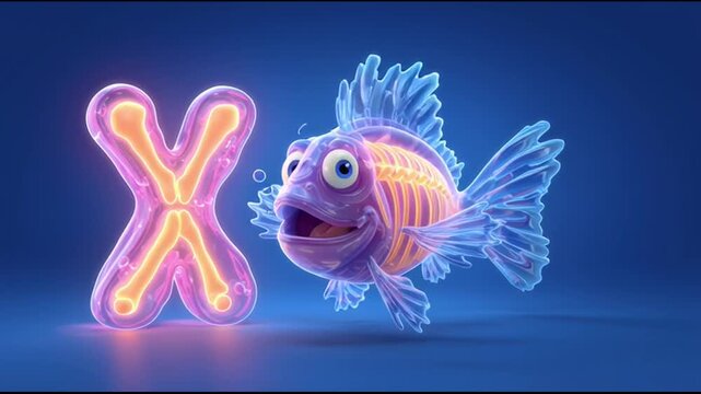Alphabet for kids &ndash; letter X with X-RAY-FISH | 5s animated loop