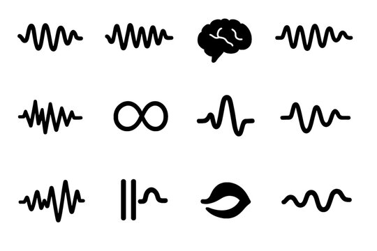Vector transition signal sleep icon waves spikes dream icons flow recorder lines
