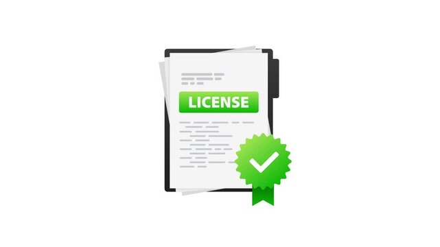 License certificate and approved documents on white and blue background