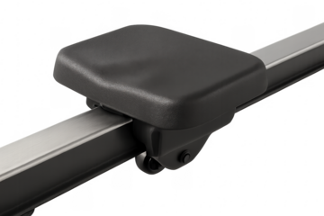 Rowing machine seat sliding on rail with transparent background