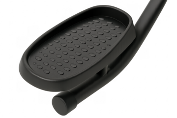 Close-up of elliptical trainer pedal showing textured surface on transparent background