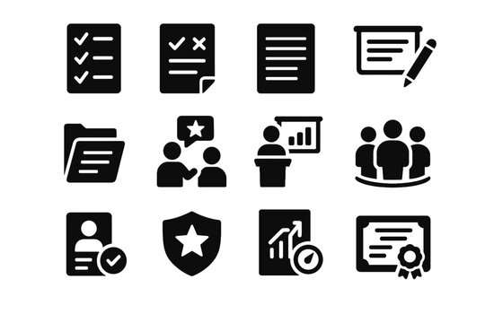 Skill attendance multiple peer ar certificate vector icon essay check choice icons