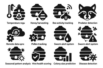 Vector balancing prediction hive health smart icon predator alert pollen data analysis