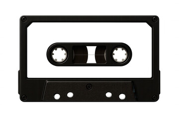 Obraz premium Black audio cassette isolated on clear background, showcasing analog music storage from retro sound recording era