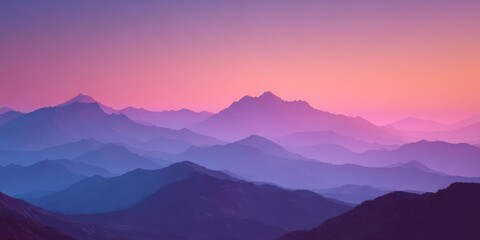 Fototapeta premium Vibrant Purple and Pink Sunset Over Layered Mountain Ranges