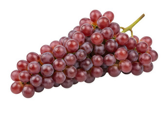 Fototapeta premium A bunch of ripe, deep red grapes displays rich color and freshness against a stark black background.