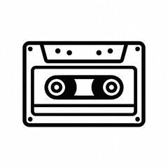 Obraz premium Retro Cassette Tape Icon – Vintage Audio Media Outline in Black and White