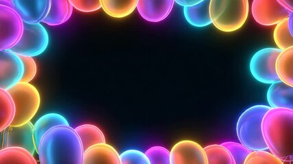 Colorful balloons create a vibrant frame for celebration decorations