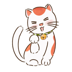 Cute Maneki Neko Lucky Cat Cartoon Illustration