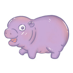 Cute Hippo Cartoon Illustration