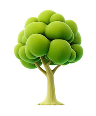 A vibrant cartoon-style green tree with a stylized round canopy, ideal for playful designs., transparent isolated png, cutout