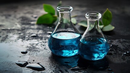 Chemical flasks lifestyle photography science design concept inspiration background stylish composition detail laboratory experiment