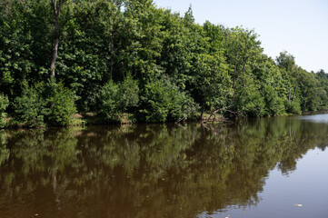 Fototapeta premium Etang du Châtelet or water pond of Chatelet in Habay, Province de Luxembourg, Belgium