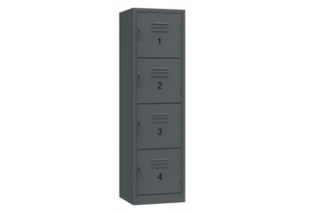 Metal locker with transparent background standing out in simplicity