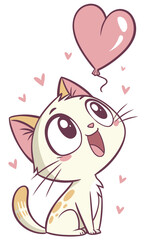 cute cat cartoon style pink heart