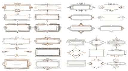 Collection of elegant vintage frames and borders in minimalist style, perfect for invitations, labels, wedding cards, certificates, and retro design projects.