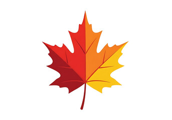 Fototapeta premium A vibrant, autumnal maple leaf, featuring a gradient of warm orange and red hues against a stark black background, showcases a simple, yet striking design.
