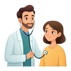 Doctor examining patient isolated on transparent background