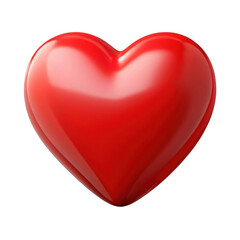 3d realistic red heart symbol with glossy finish and subtle lighting transparent background