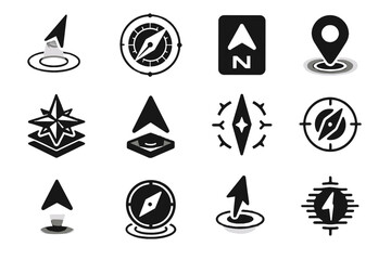 Rotating futuristic layered compass indicator rotation orientation icon vector trajectory orbiting dial