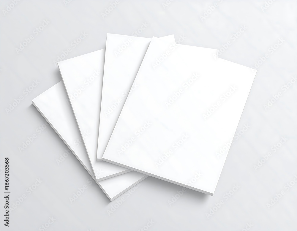 Wall mural clean white paper stack mockup for business presentations and design layout